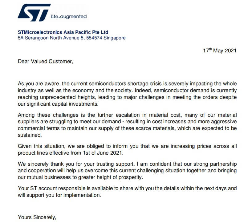 ST issues second price increase notice in 2021-SemiMedia